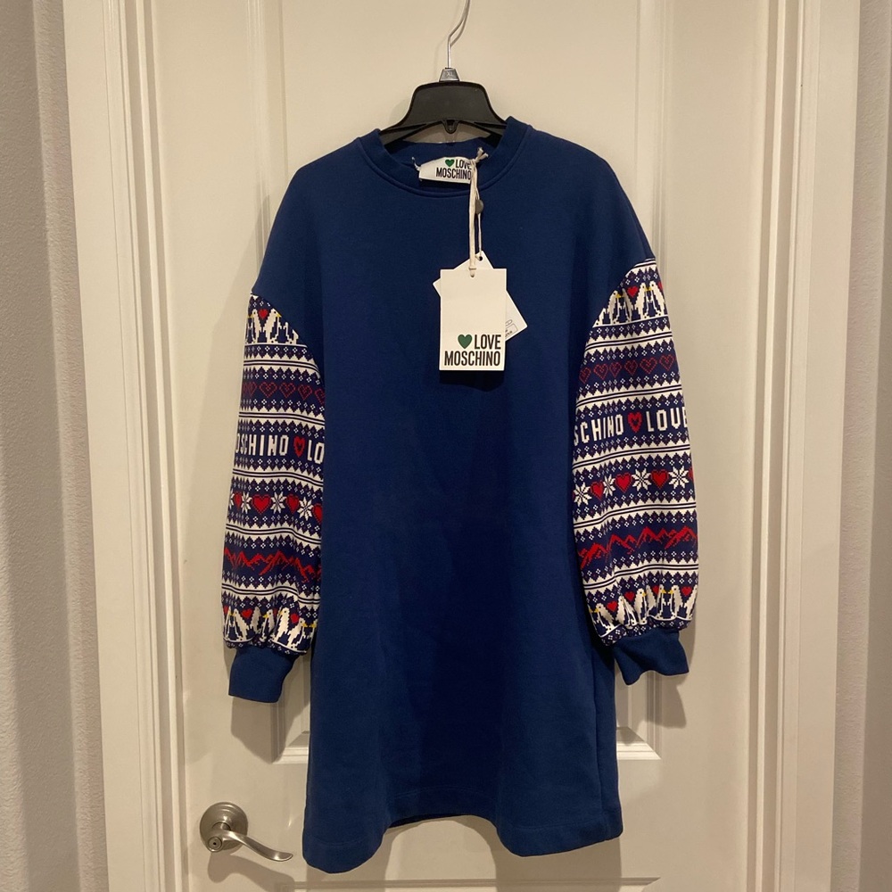 New Moschino logo fair aisle sweater dress - Picture 4 of 11
